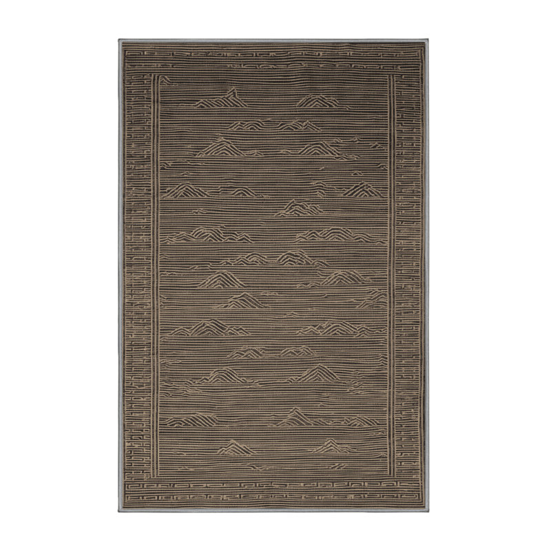 Machine Washable Art Deco Gray Area Rug, Rectangle 5' x 7'