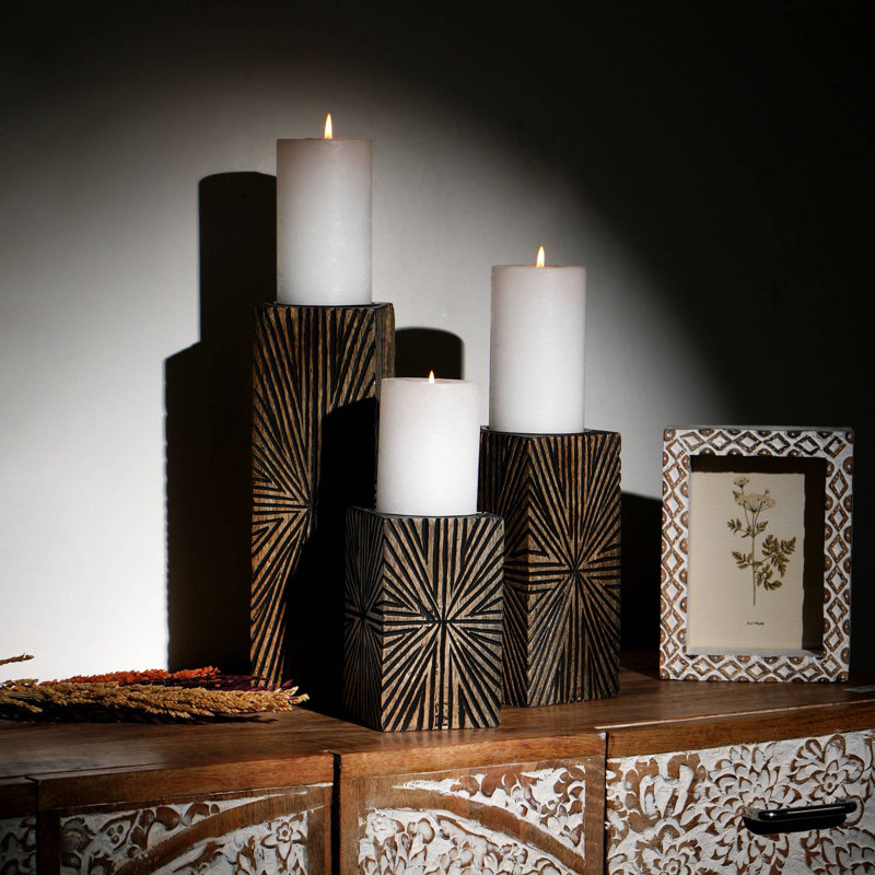 Porte-bougie décoratif en bois