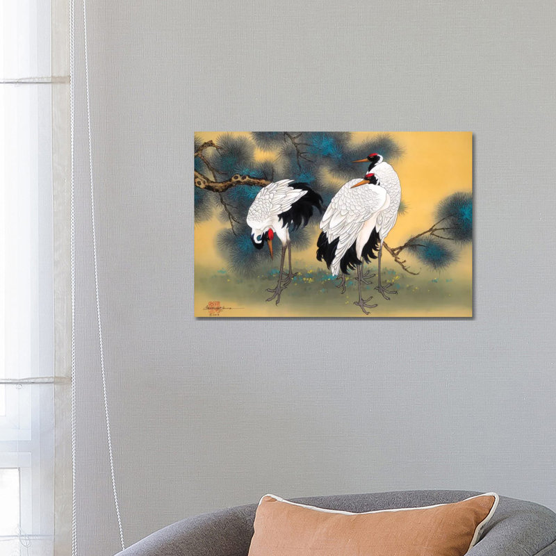 Morning Cranes - Painting on Canvas, Wrapped Canvas, 66.04 cm H x 45.72 cm W x 1.91 cm D
