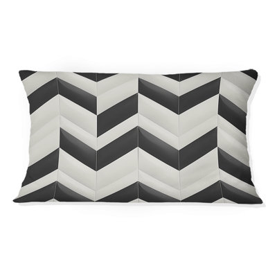 Black White Modern Chevron III - Modern Lumbar Pillow