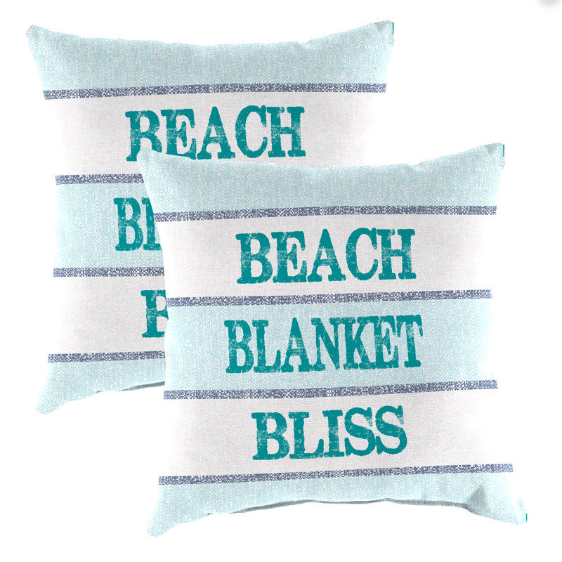 16" x 16" Outdoor Throw Pillow (Set of 2), Beach Blanket Bliss