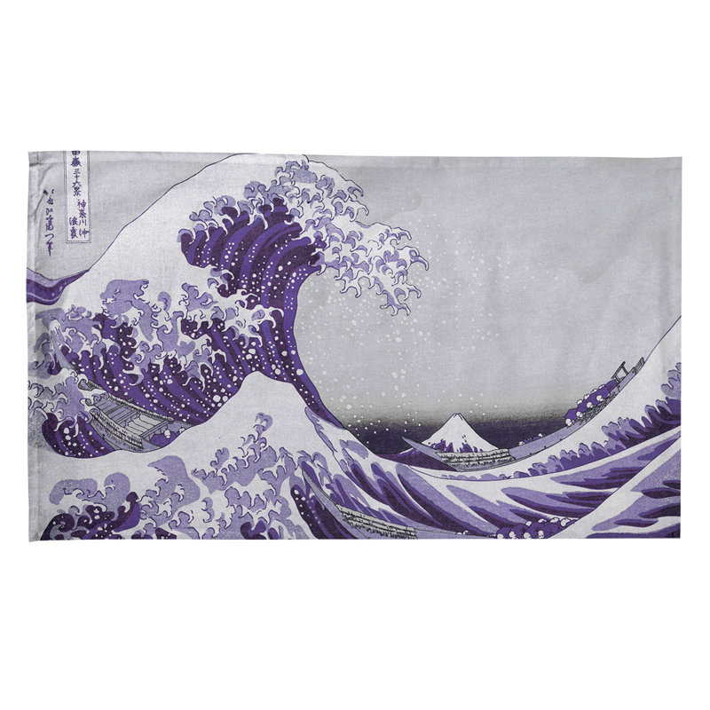 Serviette de thé magnifique wave, Sergé de coton, Mauve / Blanc