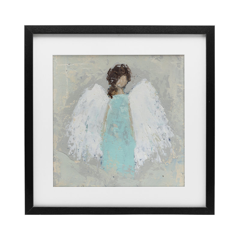 Impression d'ange doux encadré sous verre, design par Cassandra Cushman, H 13 po x l 13 po, Cadre noir minuit