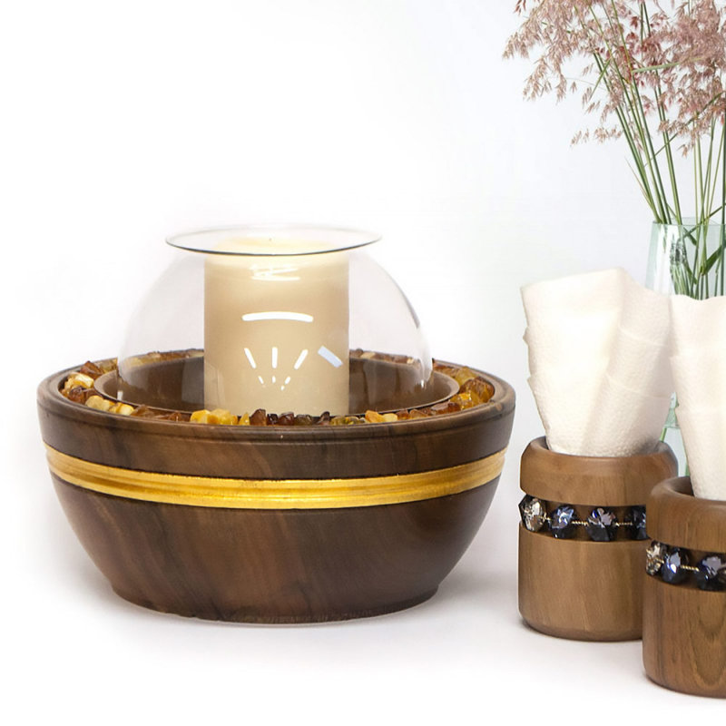 Billur Votive Candle Holder, Brown/Labrador Grenade