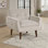 Roa Accent Armchair, Light Grey Velvet, Tufted Back W Tapered Legs