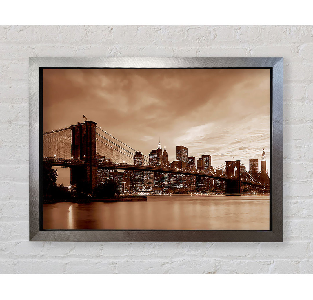 New York City Brooklyn Bridge Brown Cast - Einzelner Bilderrahmen Kunstdrucke