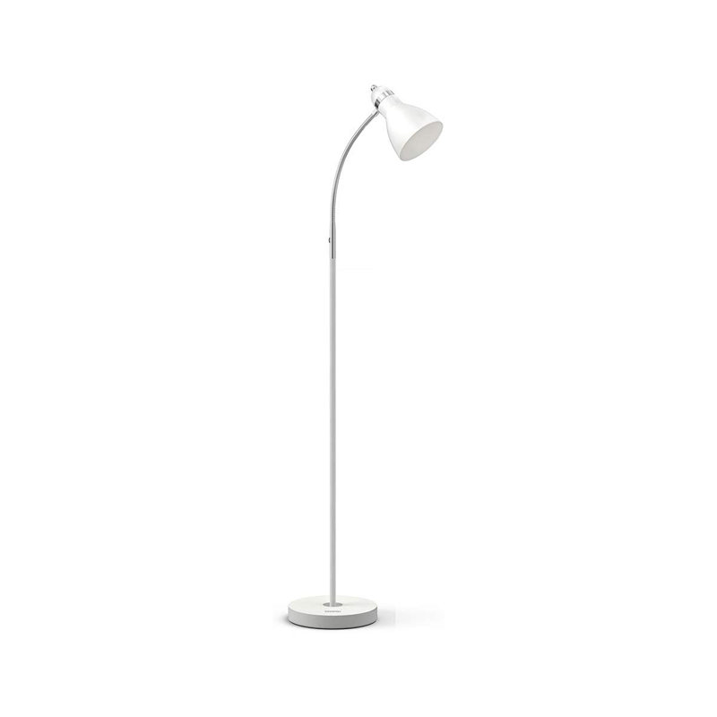 Lampe sur pied en métal avec col-de-cygne réglable, lampe sur pied en métal lourd, lampe sur pied, Blanc, Blanc