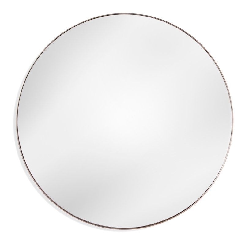 Nieves Metal Round Wall Mirror, White, 65.12" x 65"