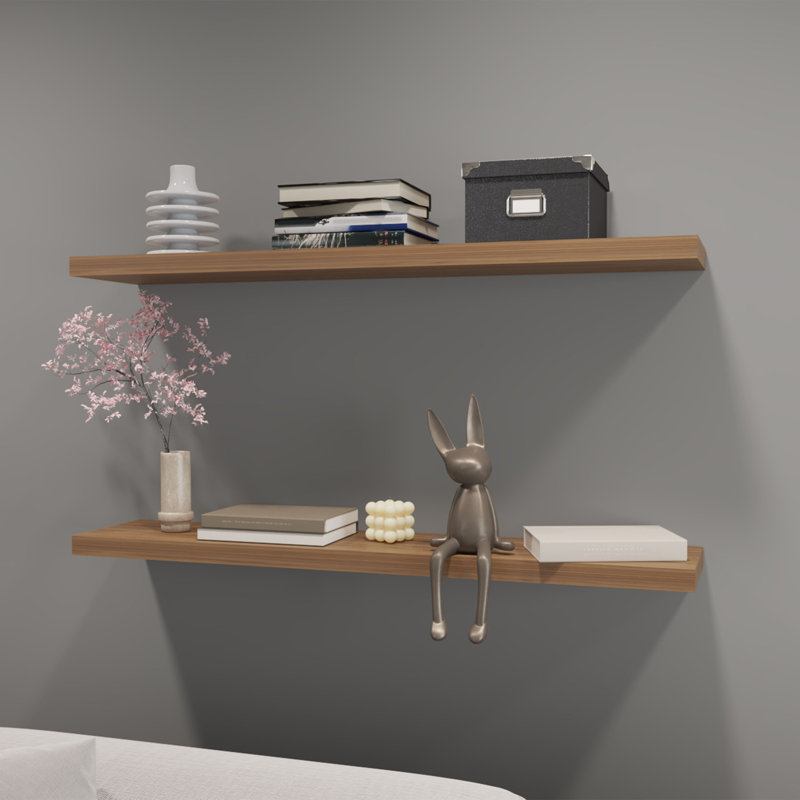 Floating Shelf Lyle, Living Room, Pine, 1.5" H x 47.3" W x 9.8" D, Brown