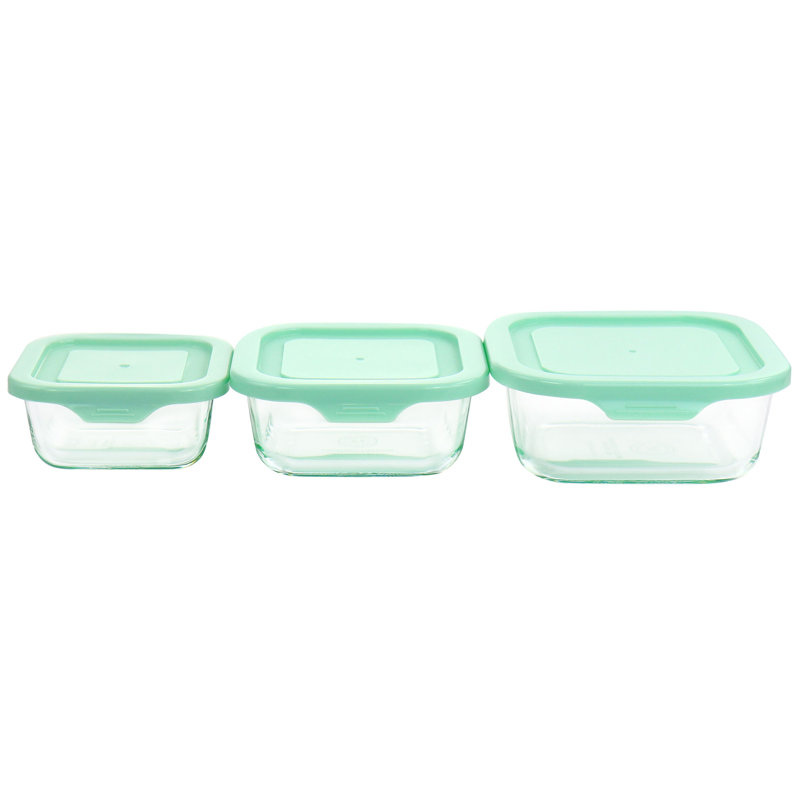 Martha Stewart Clear Glass Storage Containers with Mint Lids, 6-Piece Set