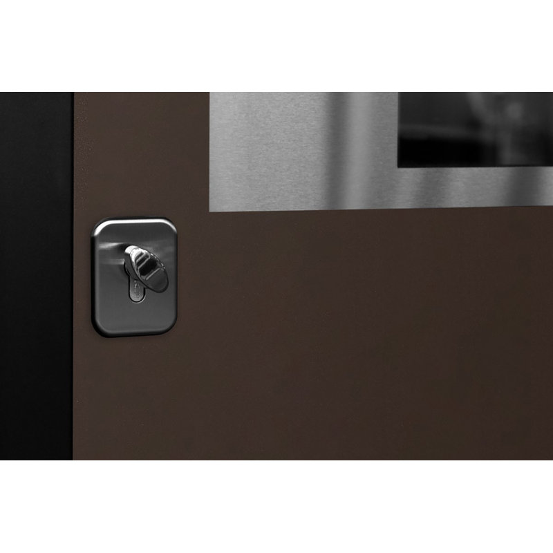 Modern Exterior Entry Steel Door 36in x 80in - Inox S4 with Sidelights and Transom, Brown, Left Hand