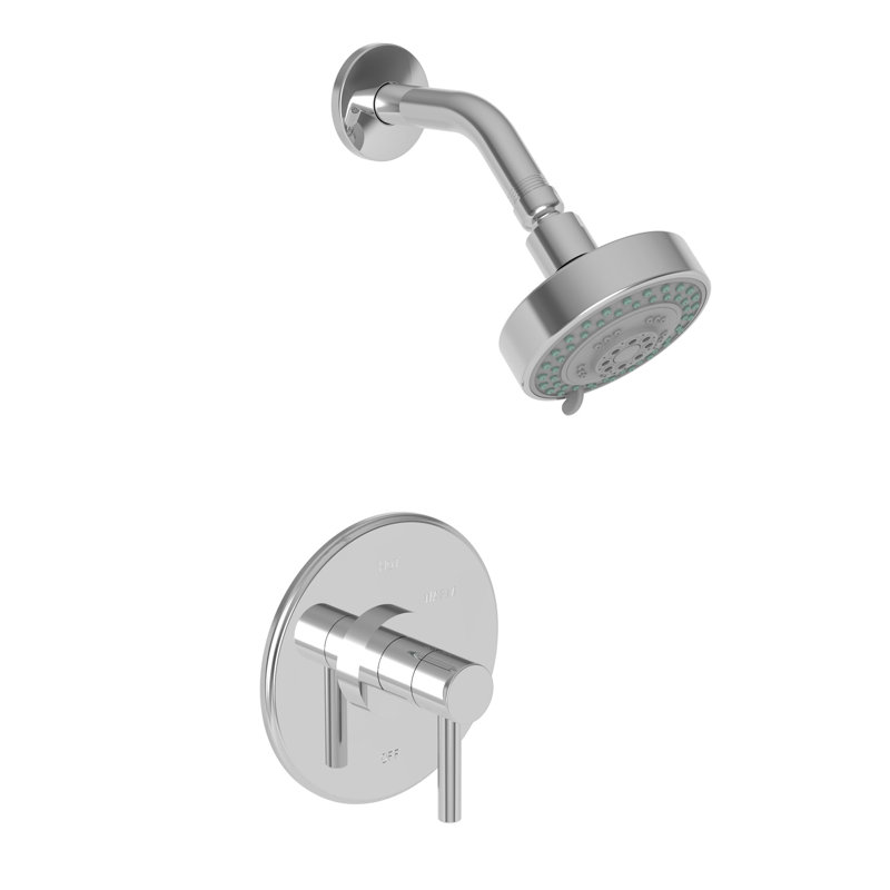 East Linear Balanced Pressure Shower Trim Set with Shower Head, Polished Chrome