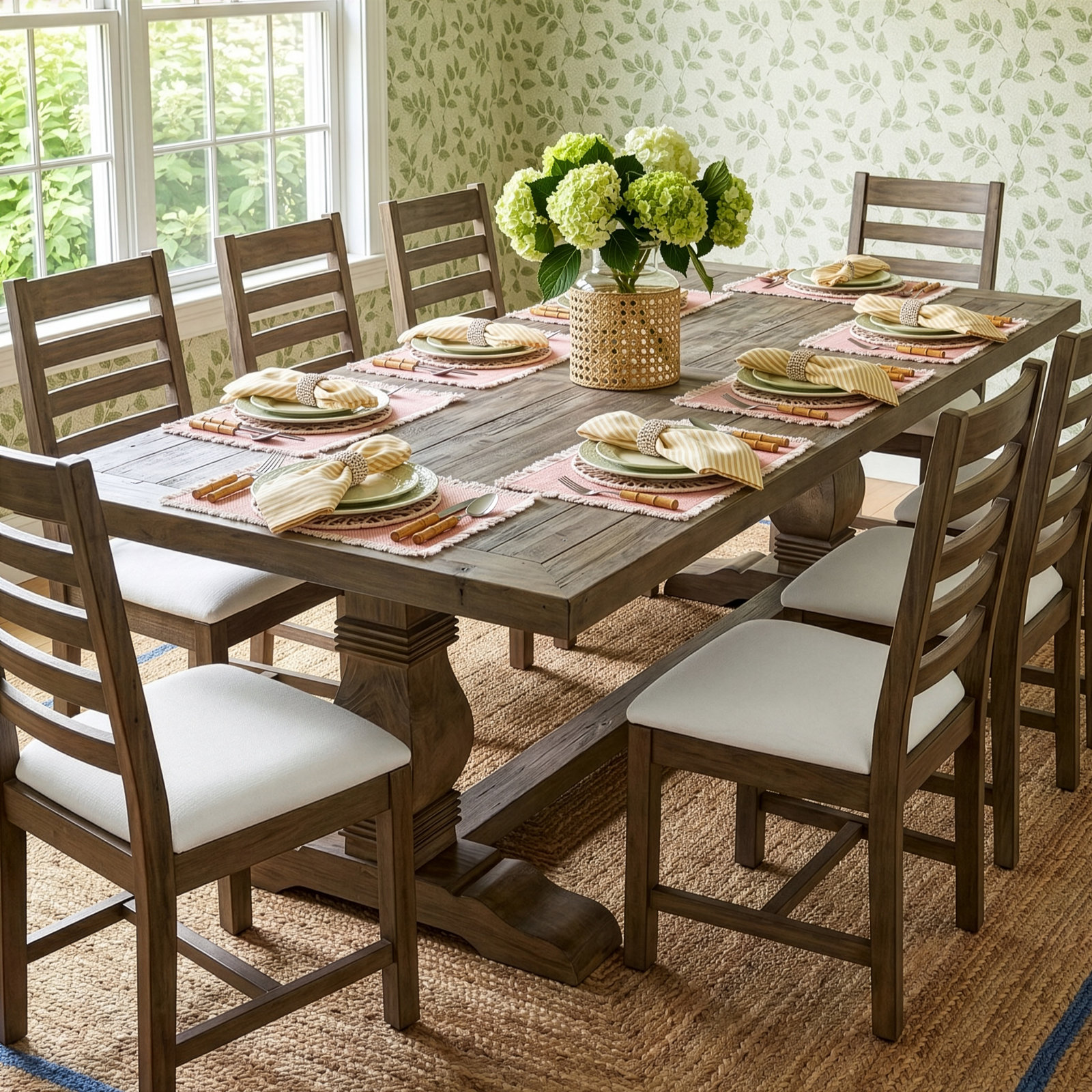Kinston 95" Pine Dining Table, Distressed Brown
