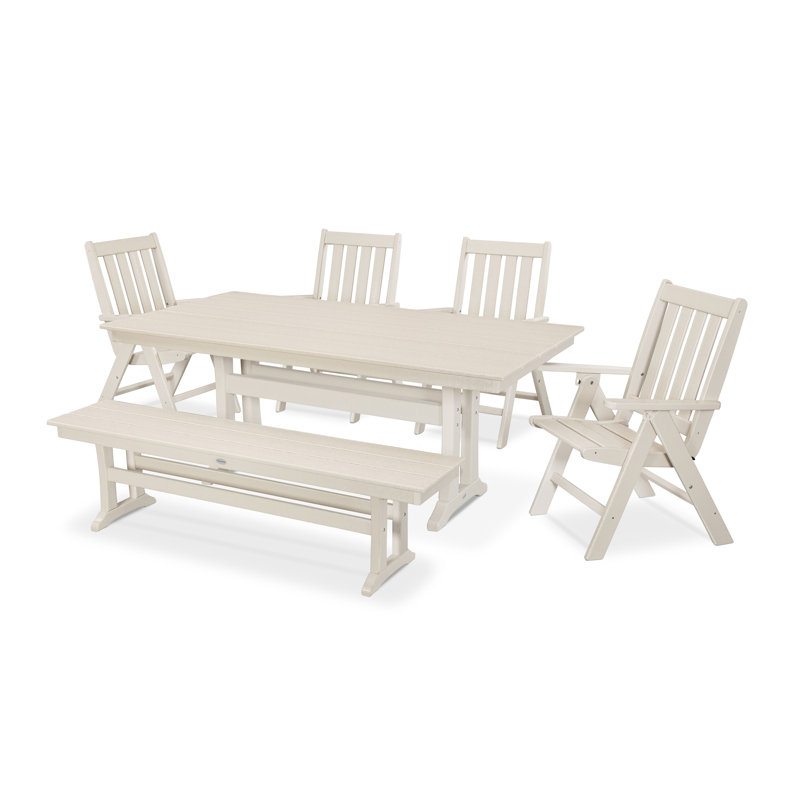 Ensemble de salle à manger avec chaises pliantes 6 pièces Vineyard, Sable