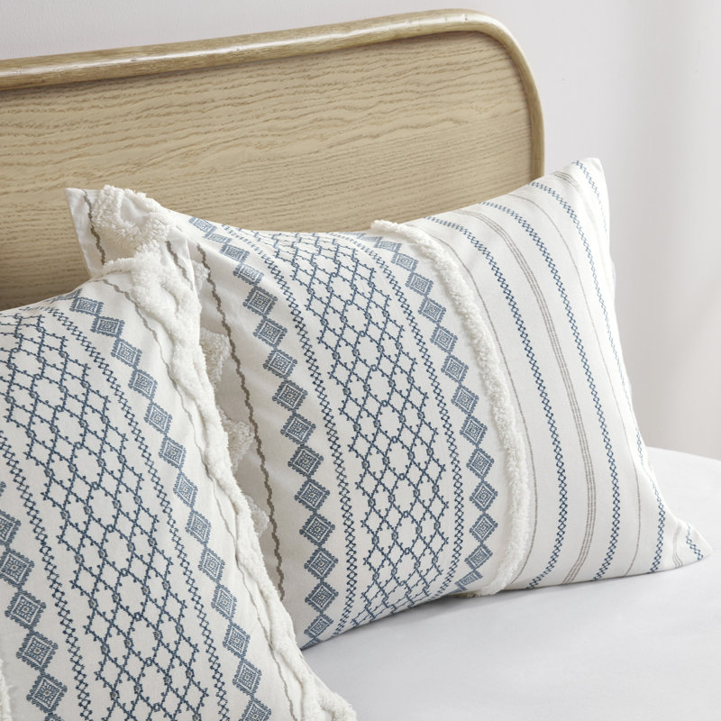 Full Blue and White Cotton Down Alternative Comforter Set