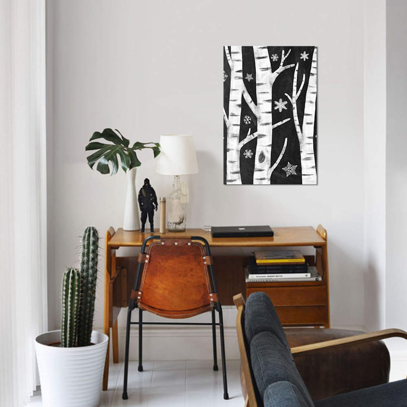 « snowy birches i » par mary urban, impression sur toile, H 18 po x l 12 po x P 1,5 po, Pas de tapis, Toile tendue