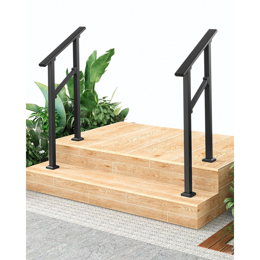 2-pack Adjustable Outdoor Handrail for 2 Steps – Weatherproof Non-Slip Garden Grab Rail with Installation Kit, Safety Support for Elderly on Exterior