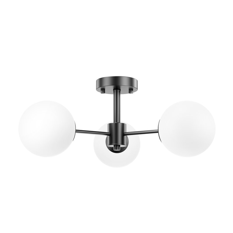 Plafonnier semi-encastré 21 po Phylliss, Noir mat
