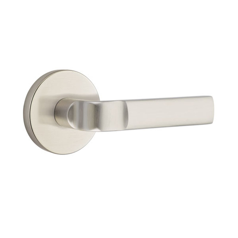 Aston Flat Double Dummy Door Lever with Round Rosette, Satin Nickel, Right