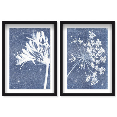 Cyan Flowers Set Set by Oliver Gal