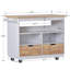 Îlot de cuisine roulant avec rangement, chariot d'îlot de cuisine à deux côtés sur roulettes avec plateau en bois, support à vin et à épices, grand chariot de cuisine avec 2 tiroirs, 3 compartiments ouverts-1518521319