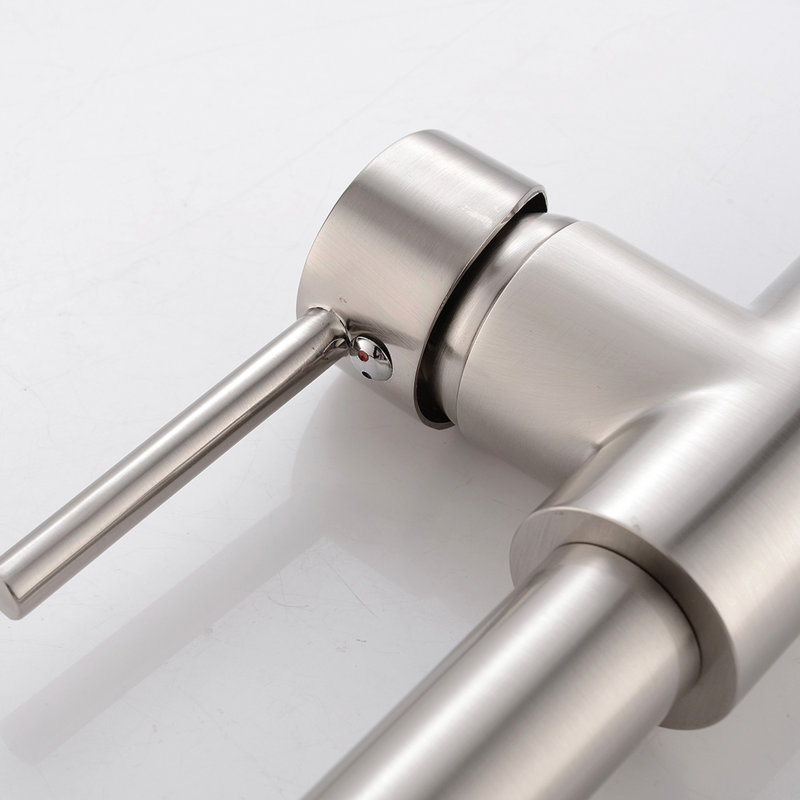 Kitchen Faucet In Brushed Nickel, Pull Down , Solid Brass, Single Handle, Contemporary Look Faucet, Ceramic, Brushed Nickel