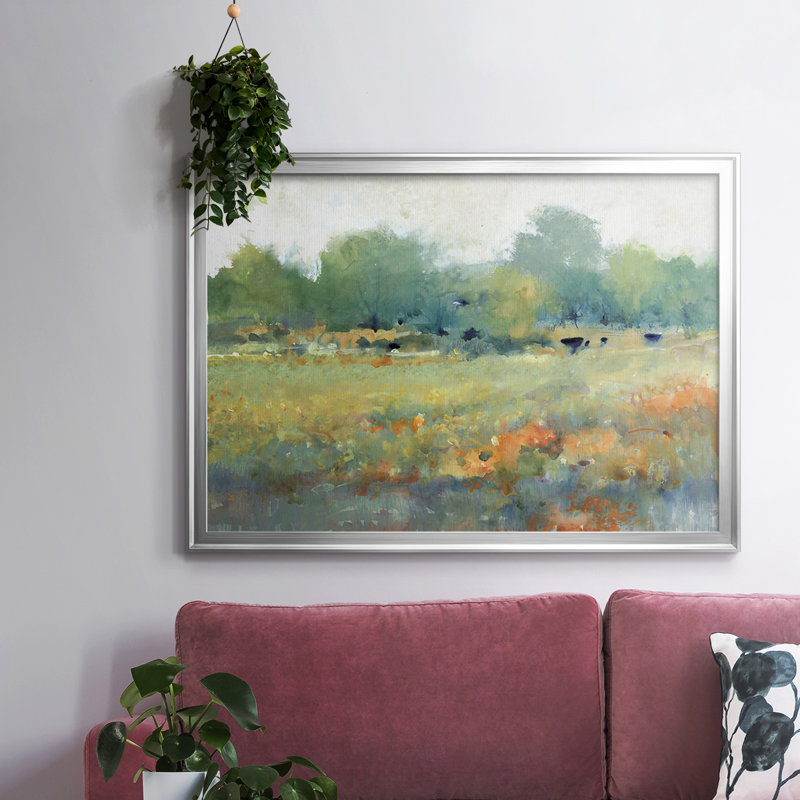 "Les Terres Rurales II", reproduction sur toile, Argent, H 26 po x l 38 po x P 1,5 po
