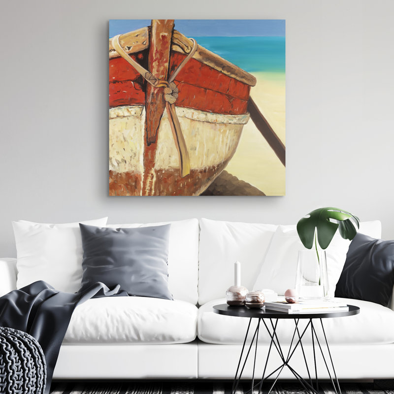 Tied up rowing boat - 32"x32" art on canvas