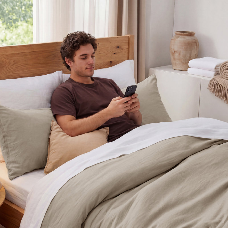 Bedsure Reversible Prewashed Comforter Set, Queen Comforter + 2 Standard Pillowcases, Sand