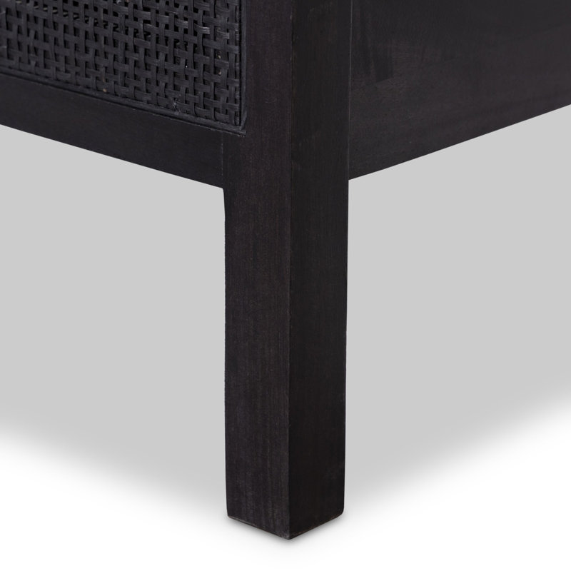 Sydney Bed, Queen, Black Wash W/ Black Cane