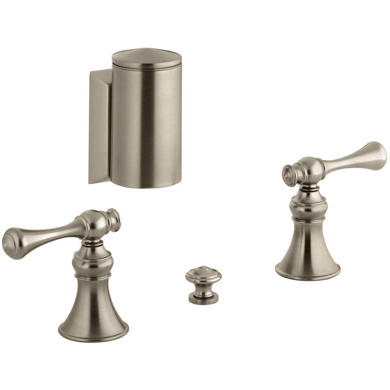 Revival Below-The-Rim Horizontal Swivel Spray Bidet Faucet with Traditional Lever Handles, Vibrant Brushed Bronze
