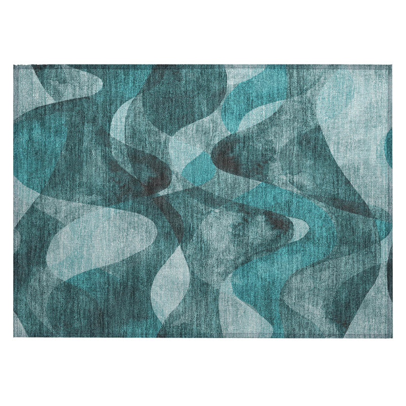 Tapis extérieur lavable antidérapant 2 pi x 3 pi bleu sarcelle