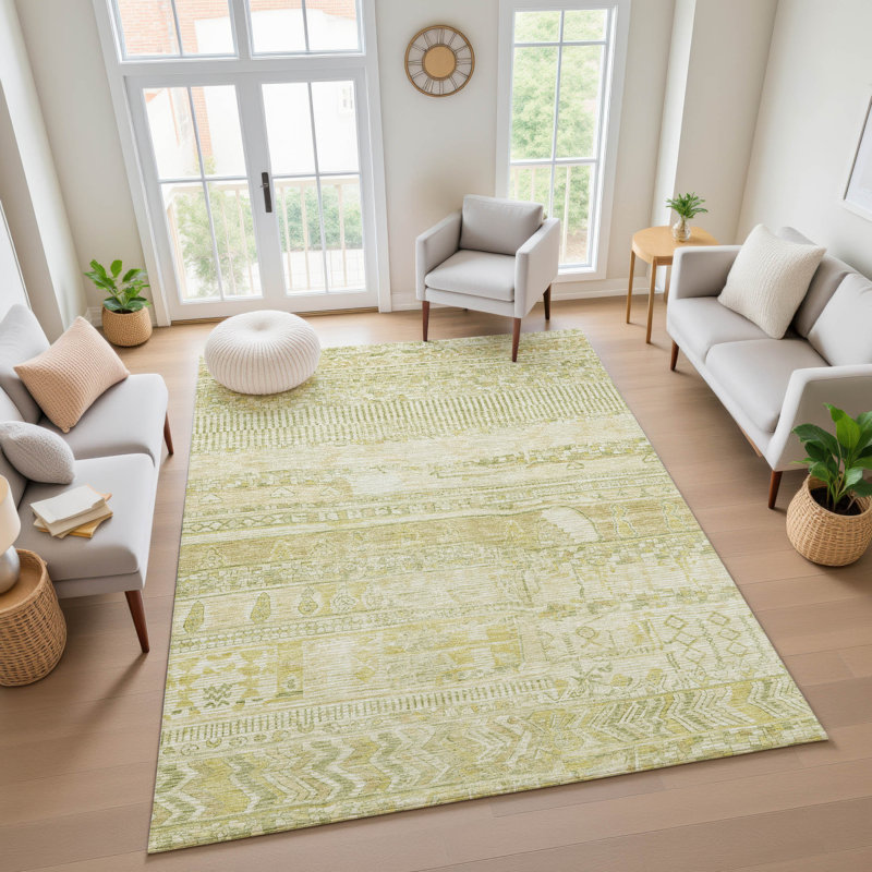 Premium Machine Washable Ashington AMF1835 Stripes Rug, Rectangle 10' x 14'