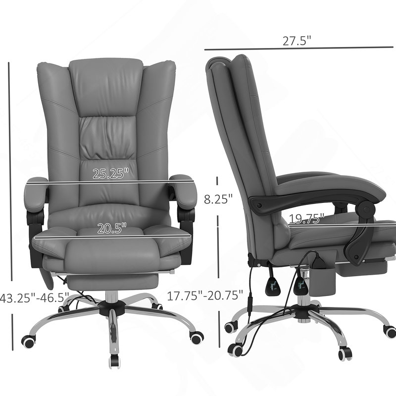 Chaise de bureau Vinsetto Vibration Massage, Gris