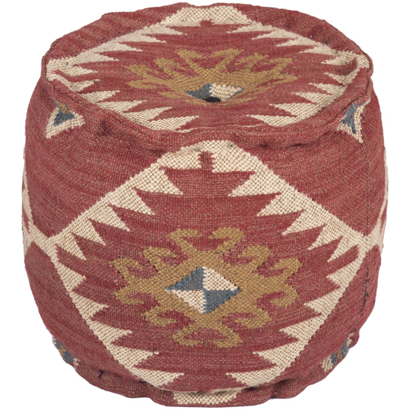 Pouf en laine et jute fait à la main