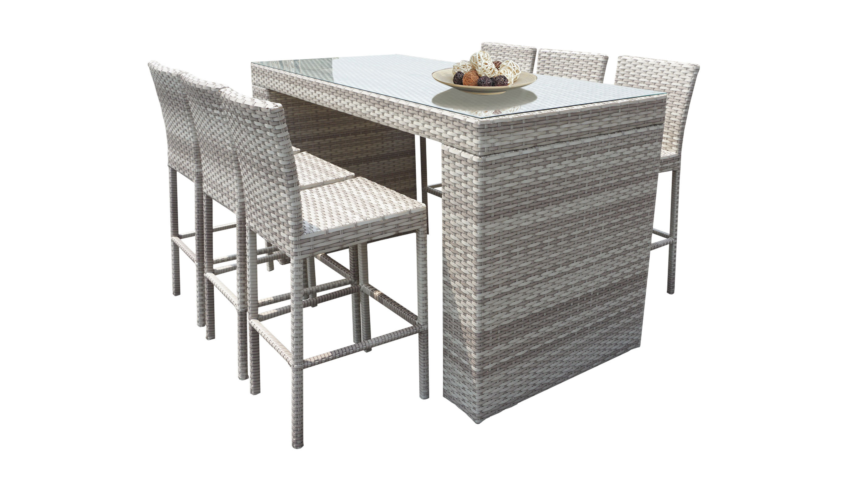 Jarmericus 7 piece bar 2025 height dining set with cushions