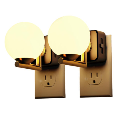 Night Lights Plug Into Wall, Dusk To Dawn Sensor, 3000K Nightlight, 0-100LM Adjustable Brightness, Plug In Night Light(Gold/2 Pack)