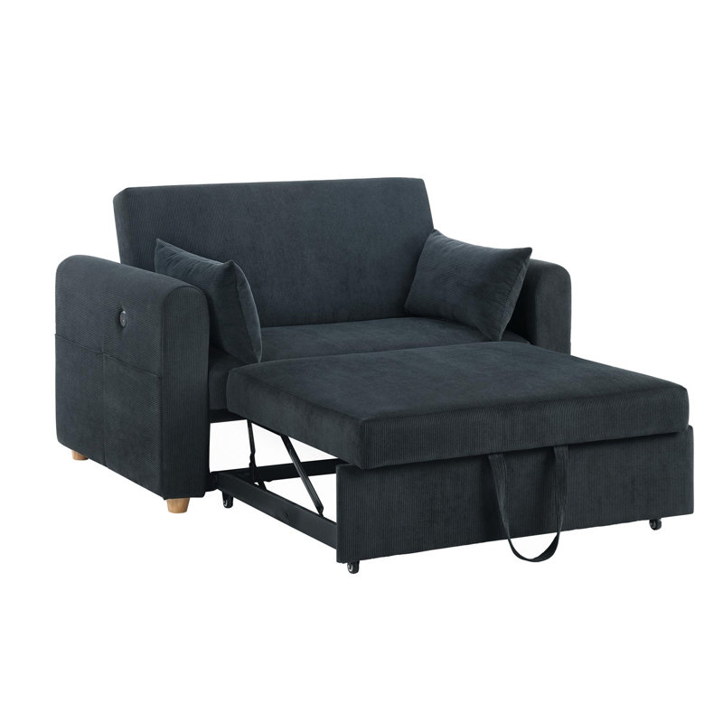 Causeuse convertible en velours côtelé
