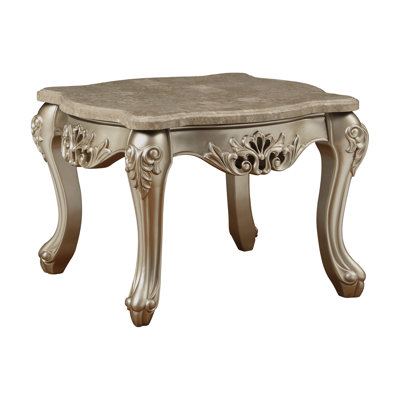 Table de bout, plateau en marbre et champagne