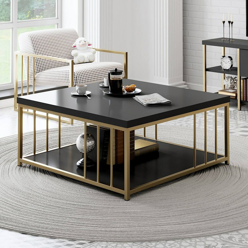 Aliona Coffee Table, Anthracite/Gold