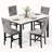 Modern Style 5 Pieces Dining Table Set For 4, Faux Marble Dining Room Table Set With Velvet Upholstered Dining Chairs, MDF Table Top And Metal Frame Dinette Set For Small Space-1994465417