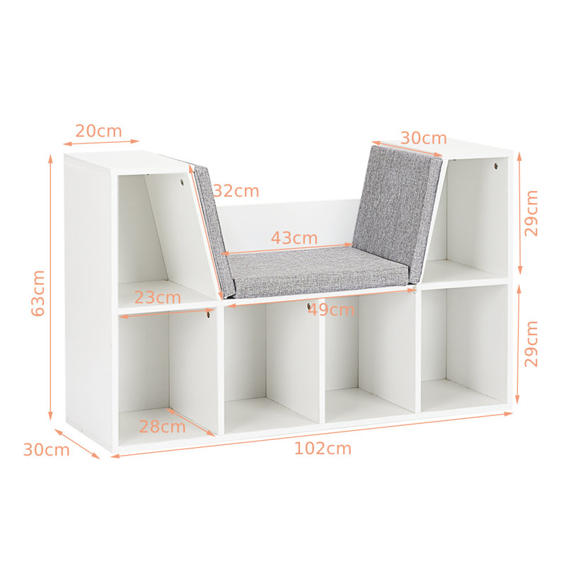 Neemias 63cm H x 102cm W Geometric Bookcase, White