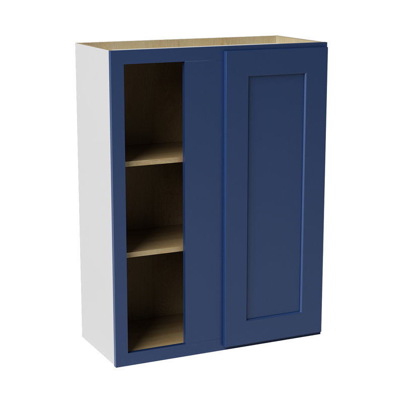 Armoire de coin murale, Shaker bleu, L 27 po x H 36 po x P 12 po