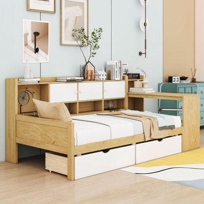 L-Shape Daybed with Ample Storage and Study Desk by Latitude Run