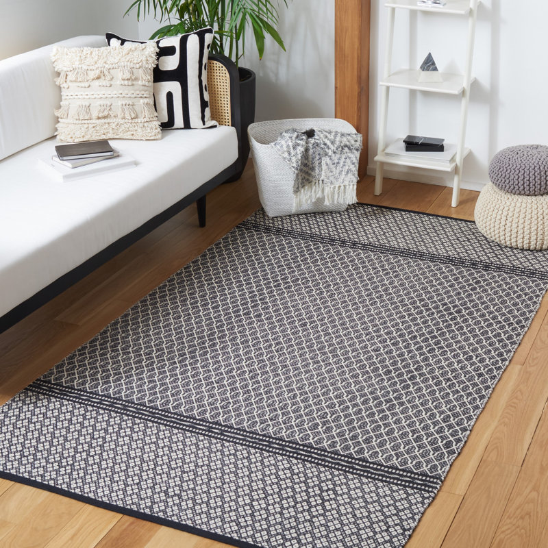 Kilim Flat Weave Cotton Geometric Rug, Rectangle 6' x 9'