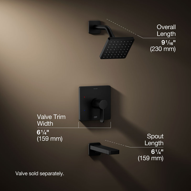 Parallel Rite-Temp Bath and Shower Trim, Matte Black