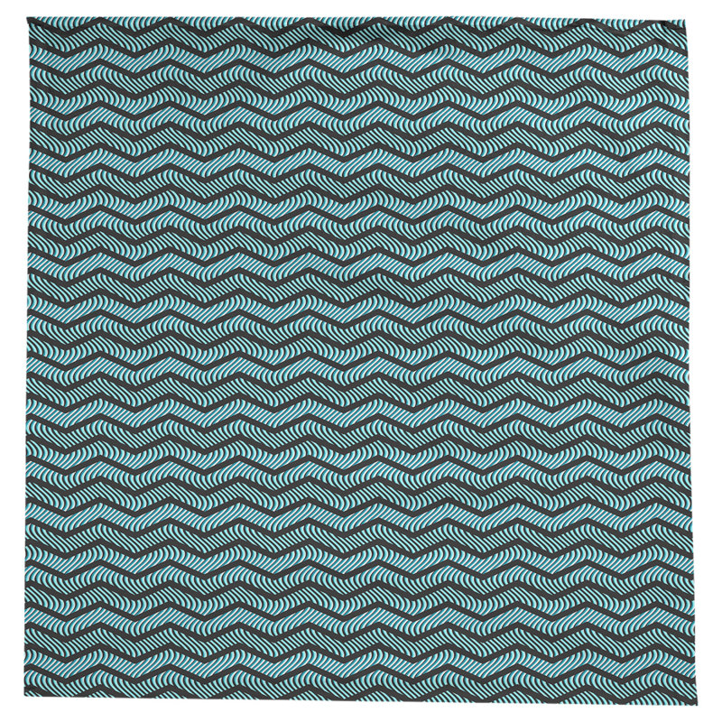 Nappe à chevrons ondulés Stephenie, Noir / bleu sarcelle