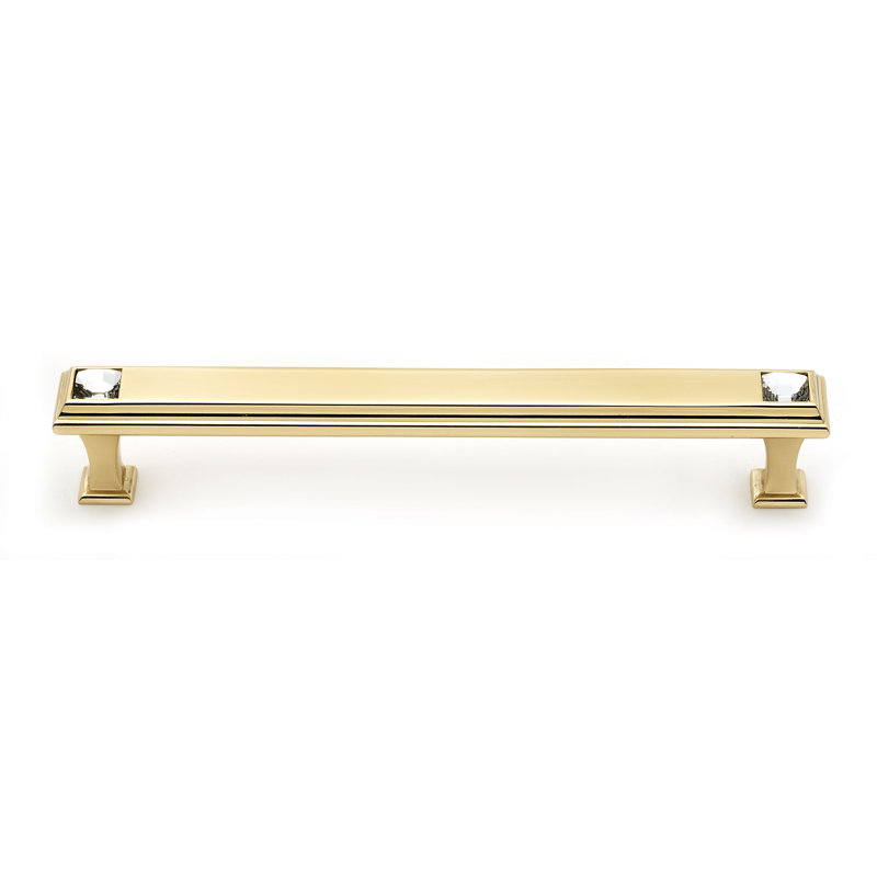 Poignée barre géométrique, Laiton poli, 4"