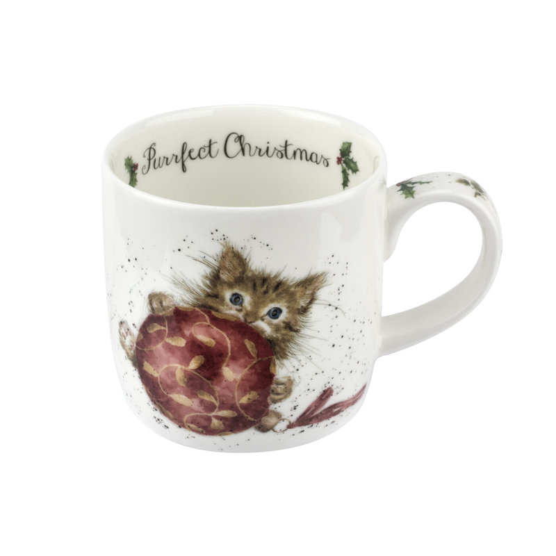 Purrfect Christmas White Ceramic Mug and Coaster Set