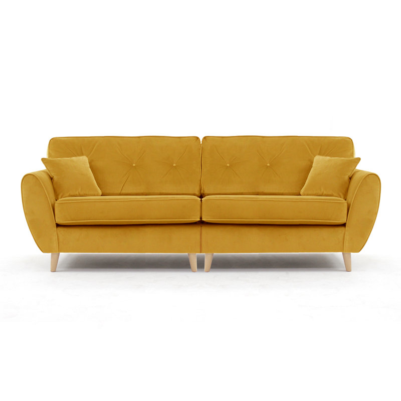 Rafe 4 Seater Velvet Sofa, Mustard Velvet